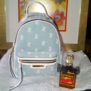 Juicy Couture Denim Backpack Purse and Viva La Juicy Gold Couture Perfume